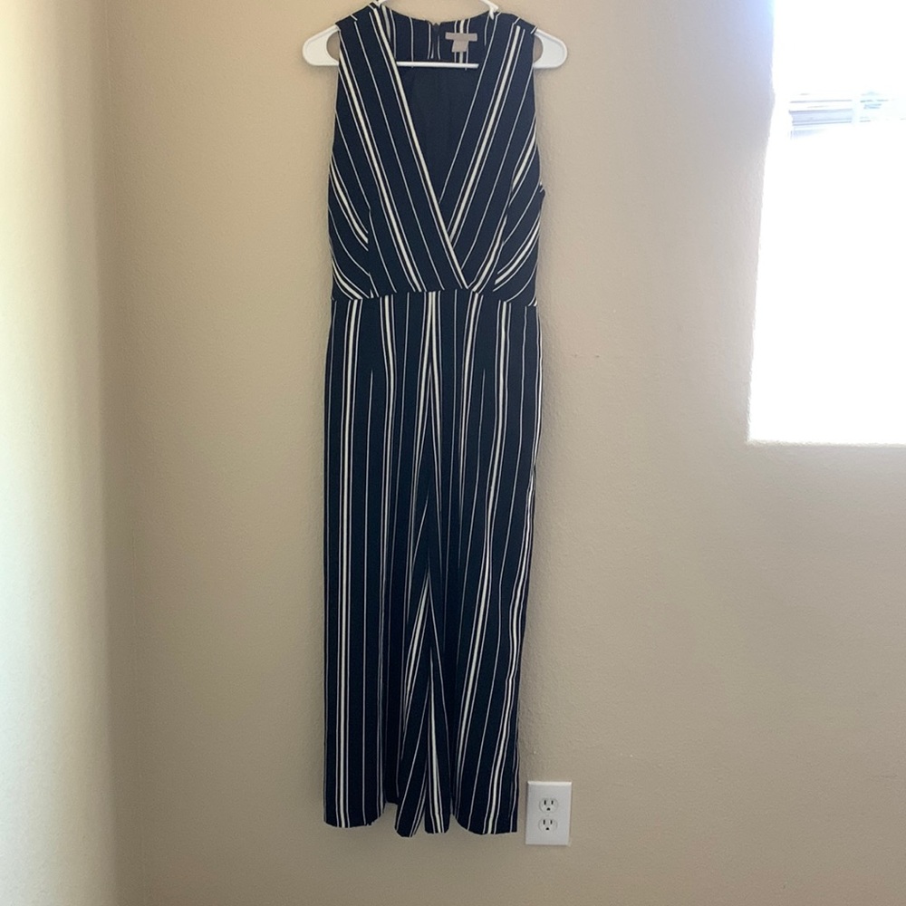 Black and White striped sleeveless jumpsuit